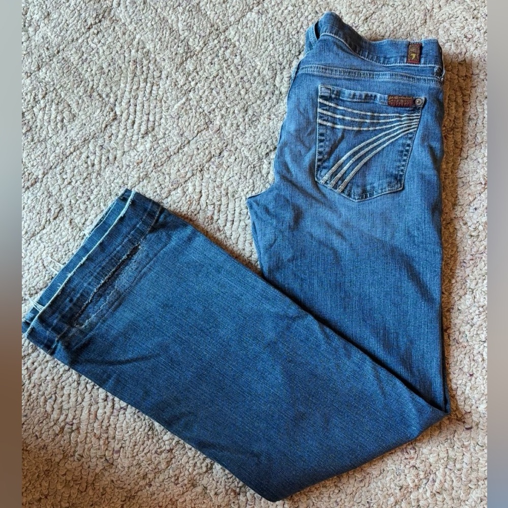 7 For All Mankind Blue Straight Leg Jeans